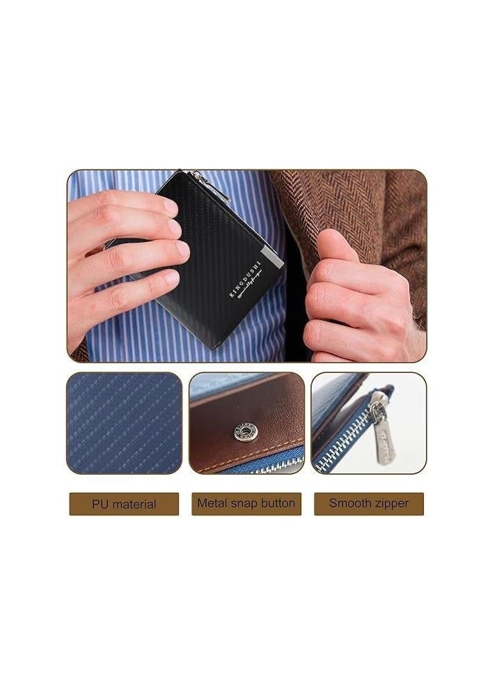 zoba Men's classic brown leather zip wallet – credit and bank card holder with coin pocket and a practical compact design for everyday use - Image 4