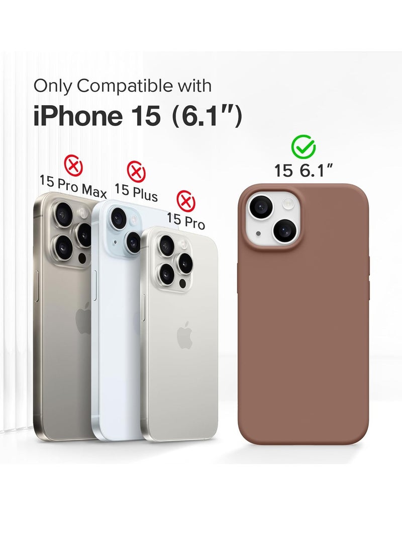 "ELTRAZONE 5-in-1 Magnetic Case for iPhone 15 – Slim Full Body Skin-Like Silicone Cover (6.1") with 2X Screen Protectors and Camera Lens Protectors, Compatible with MagSafe (Brown)" - Image 2