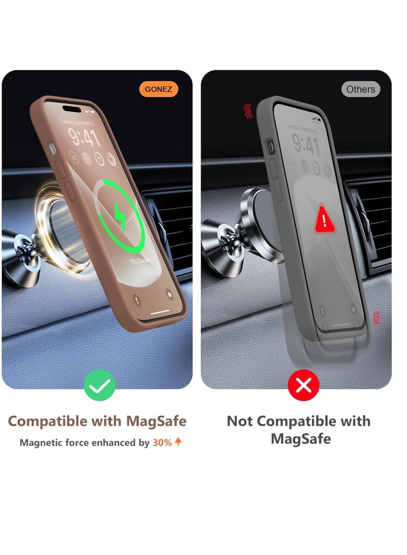 "ELTRAZONE 5-in-1 Magnetic Case for iPhone 15 – Slim Full Body Skin-Like Silicone Cover (6.1") with 2X Screen Protectors and Camera Lens Protectors, Compatible with MagSafe (Brown)" - Image 5