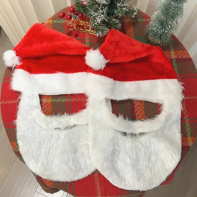 Santa Claus Beard Christmas Hat Decorations Cosplay Wig & Beard Children Adults Xmas Cap Supplies Comfortable Multi-Functional - Image 3