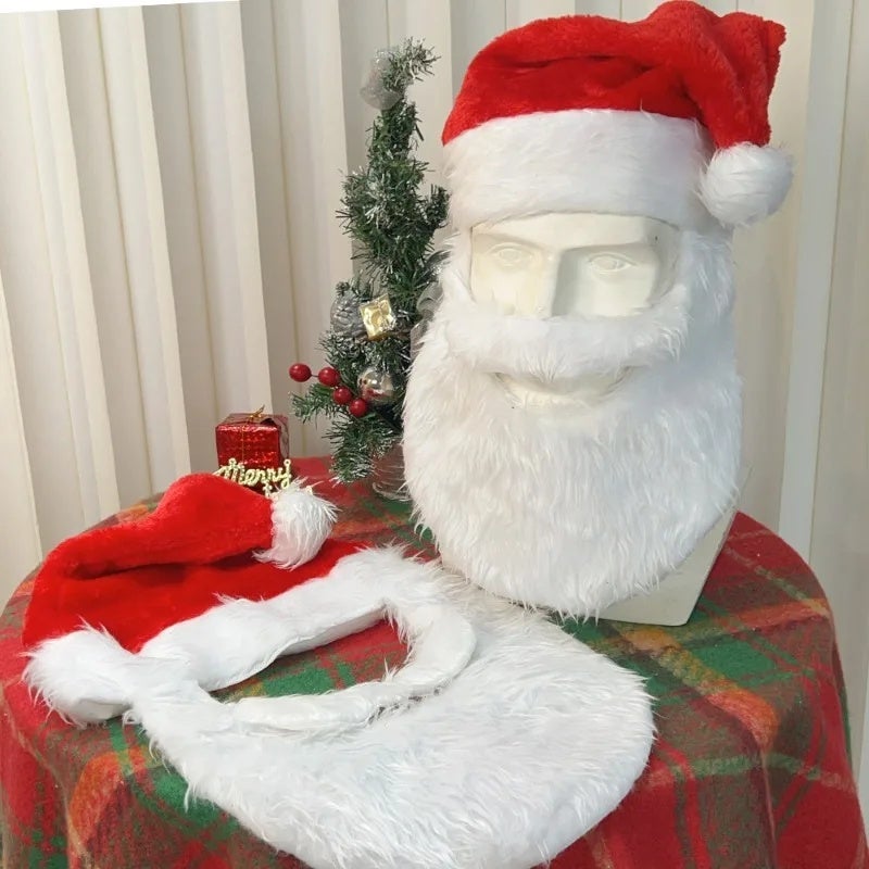 Santa Claus Beard Christmas Hat Decorations Cosplay Wig & Beard Children Adults Xmas Cap Supplies Comfortable Multi-Functional - Image 2