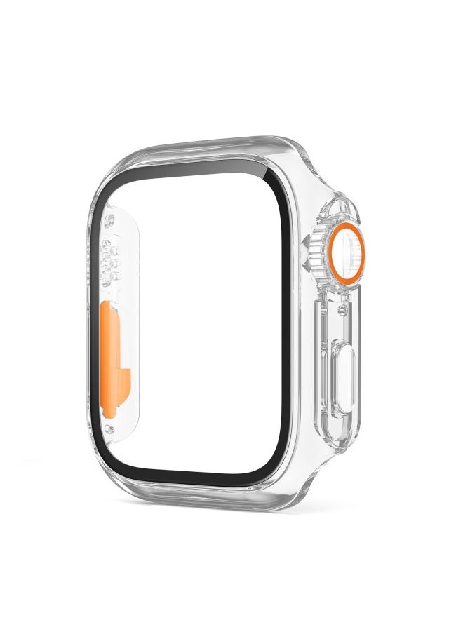 Generic - For Apple Apple Watch10 Case Second Change Ultra Scratch-resistant Appearance PC Case Film Integrated Protective Case-Color:Transparent + Orange-Dimensions:S10 42mm (with Opp Bag Packaging) - Image 1