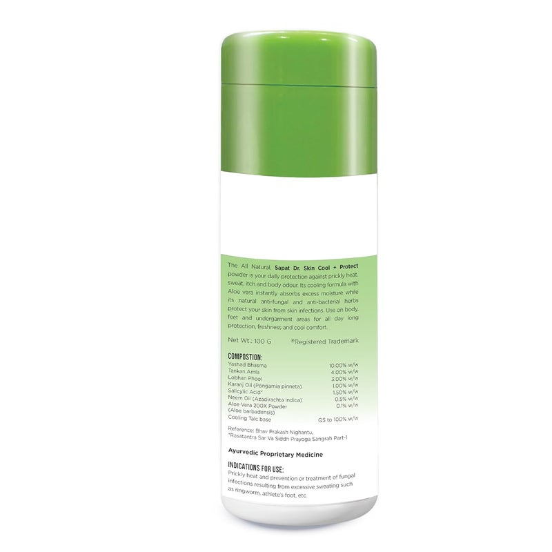 Sapat Dr Skin Cool Protect AntiFungal Powder Instant Cooling Relief 24Hour Sweat Control Fights Skin Infections Soothes Prickly Heat Fungal Infection Relief From Burning Itching Rashes Controls Sweat Body Odour Bacteria Growth 100 Gm Pack of 2 - Image 2
