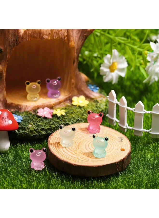 Liliful 48 Pcs Mini Frog Figurines Luminous Resin Mini Frogs Glow in The Dark Mini Resin Animals Cute Miniature Animals Mini Resin Figurines for Moss Landscape DIY Craft Cake Toppers Dollhouse Decor - Image 4