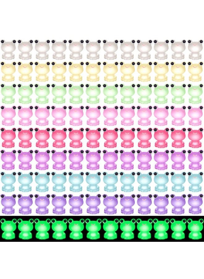 Liliful 48 Pcs Mini Frog Figurines Luminous Resin Mini Frogs Glow in The Dark Mini Resin Animals Cute Miniature Animals Mini Resin Figurines for Moss Landscape DIY Craft Cake Toppers Dollhouse Decor - Image 1