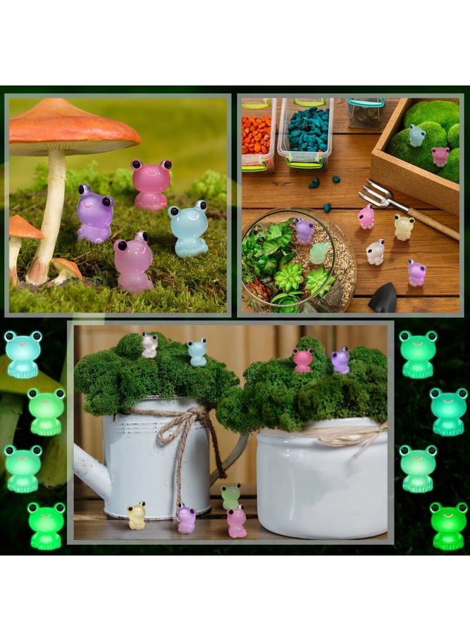 Liliful 48 Pcs Mini Frog Figurines Luminous Resin Mini Frogs Glow in The Dark Mini Resin Animals Cute Miniature Animals Mini Resin Figurines for Moss Landscape DIY Craft Cake Toppers Dollhouse Decor - Image 2