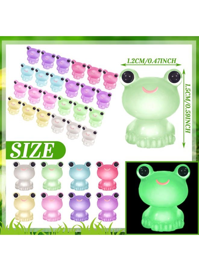 Liliful 48 Pcs Mini Frog Figurines Luminous Resin Mini Frogs Glow in The Dark Mini Resin Animals Cute Miniature Animals Mini Resin Figurines for Moss Landscape DIY Craft Cake Toppers Dollhouse Decor - Image 3