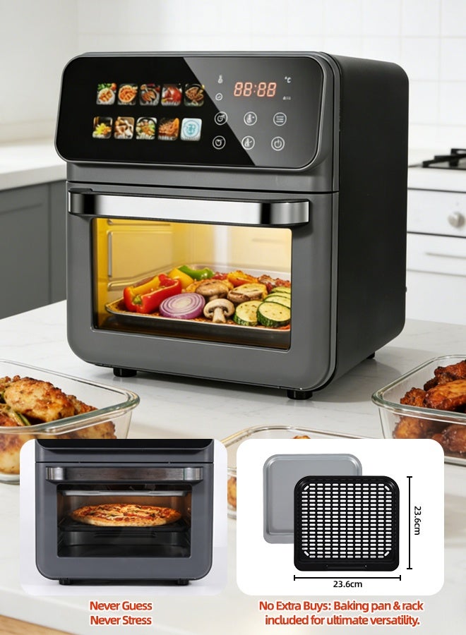 الحلم مقلاة هوائية RUIYADA سعة 10 لتر، مقلاة هوائية رقمية 1350 واط مع 10 قوائم معدة مسبقًا، مؤقت تأخير 24 ساعة، درجة حرارة قابلة للتعديل 80-200 درجة مئوية، مقلاة كبيرة السعة للطهي العائلي والمنزلي - Image 3