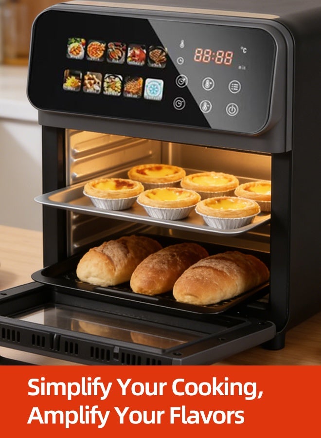 الحلم مقلاة هوائية RUIYADA سعة 10 لتر، مقلاة هوائية رقمية 1350 واط مع 10 قوائم معدة مسبقًا، مؤقت تأخير 24 ساعة، درجة حرارة قابلة للتعديل 80-200 درجة مئوية، مقلاة كبيرة السعة للطهي العائلي والمنزلي - Image 5