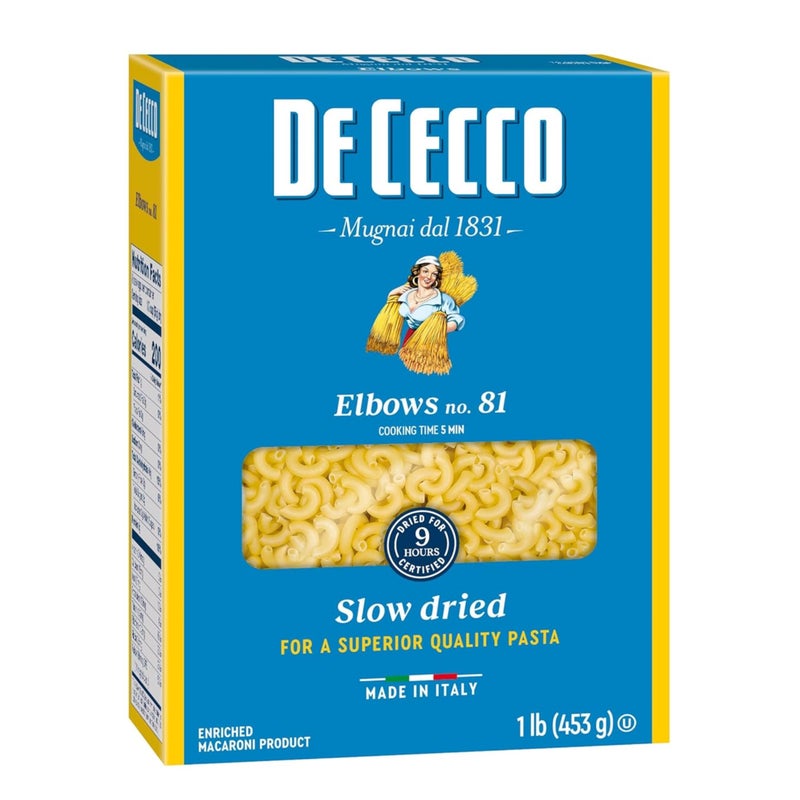 De Cecco Elbows No 81 Pasta 16 Oz Authentic Slow Dried Made with Durum Wheat Versatile Pasta for Sauces  Recipes Made in Italy - Image 3