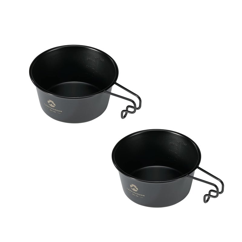 camping moon CAMPINGMOON 2pcs Set Stainless Steel Deep Type Camping Sierra Cup 15oz 450ml Black BKS3602P - Image 2