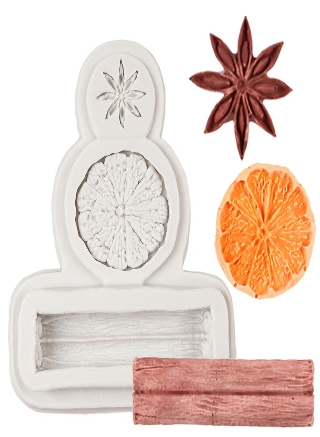 FCKEMLDS Winter Spices Silicone Mold Lemon Slice Star Anise Tangerine Peel Fondant Molds for Cake Decoration Chocolate Cupcake Topper Candy Polymer Clay Gum Paste - Image 1