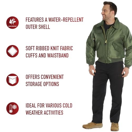 Rothco CWU-45P Flight Jacket - Iconic Bomber Style Jacket Cold Weather Coat (US, Alpha, Medium, Regular, Regular, Sage Green) - Image 4