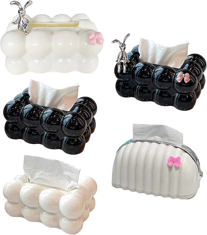 Bow Design Rabbit Tissue Box Holder Decorative and Child Friendly for Home or Office - Image 4