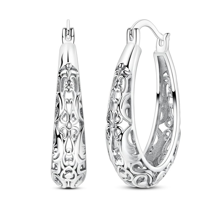 NARMO 925 Sterling Silver Hoop Earrings Vintage Earrings for Women Lightweight Earrings - Image 1