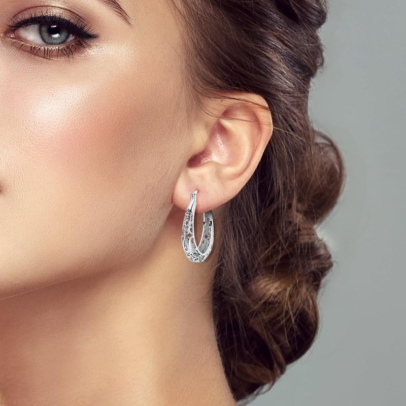NARMO 925 Sterling Silver Hoop Earrings Vintage Earrings for Women Lightweight Earrings - Image 4