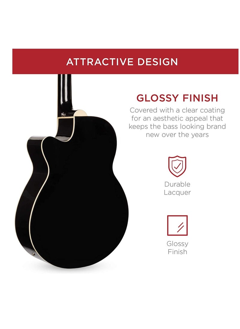 Mike Music 40inch Acoustic Guitar with Bag and Strap and Extra Strings and Capo and Guitar Picks(40 inch glossy, black)  - Image 4