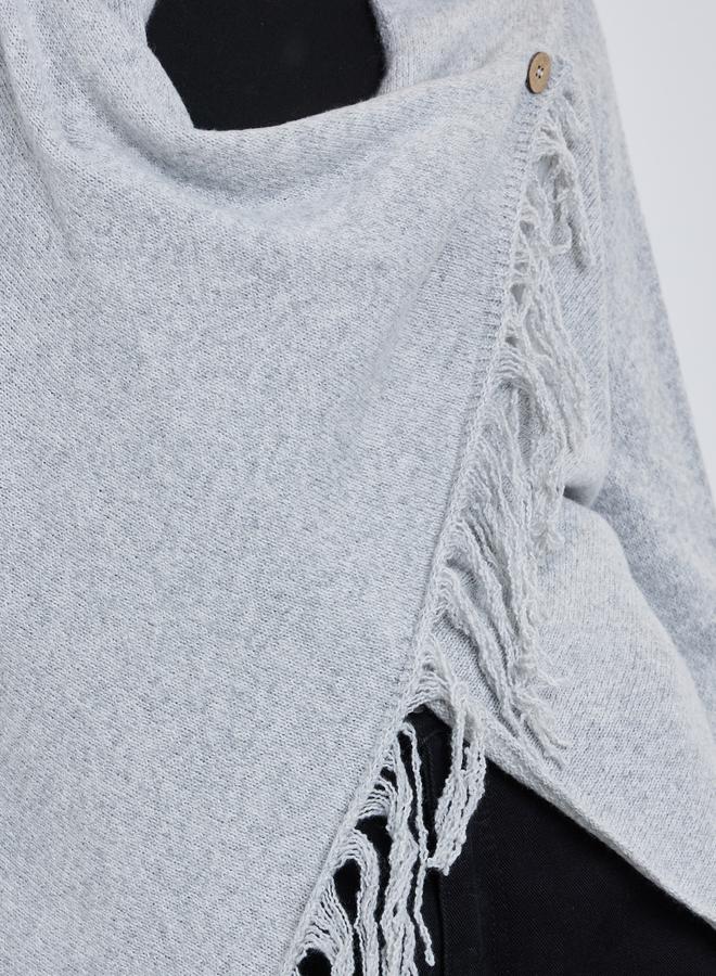 Styli Grey Wrap Cardigan with Fringes - Image 3
