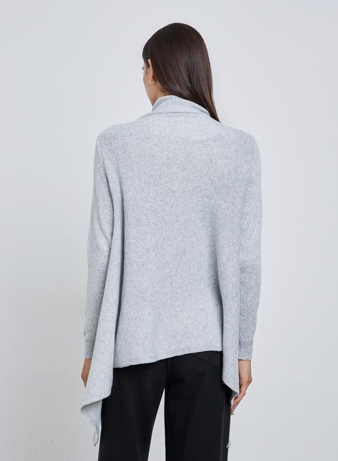 Styli Grey Wrap Cardigan with Fringes - Image 4