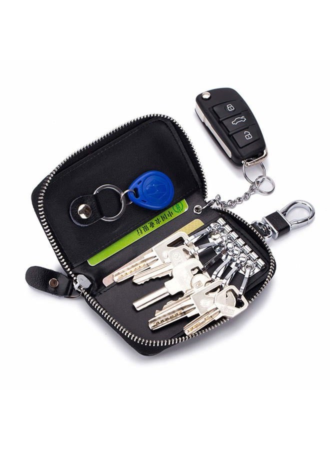 Funny live Genuine Leather Key Holder Bag with 2 Card Slot & 6 Hooks & 1 Access Card,Key Case Car Key Holder Wallet for Men Women, Pink, 1 pcs - Image 4