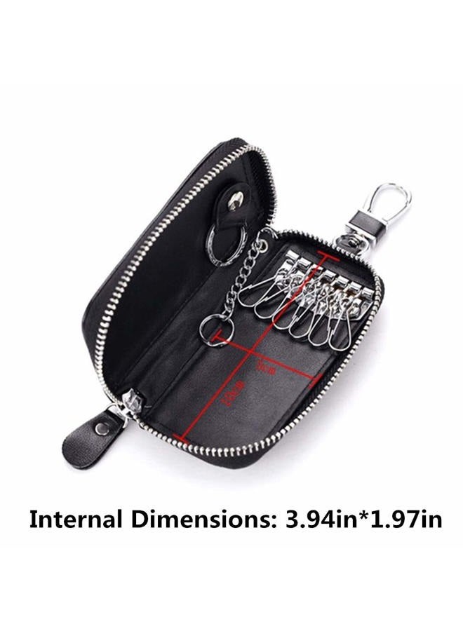 Funny live Genuine Leather Key Holder Bag with 2 Card Slot & 6 Hooks & 1 Access Card,Key Case Car Key Holder Wallet for Men Women, Pink, 1 pcs - Image 3