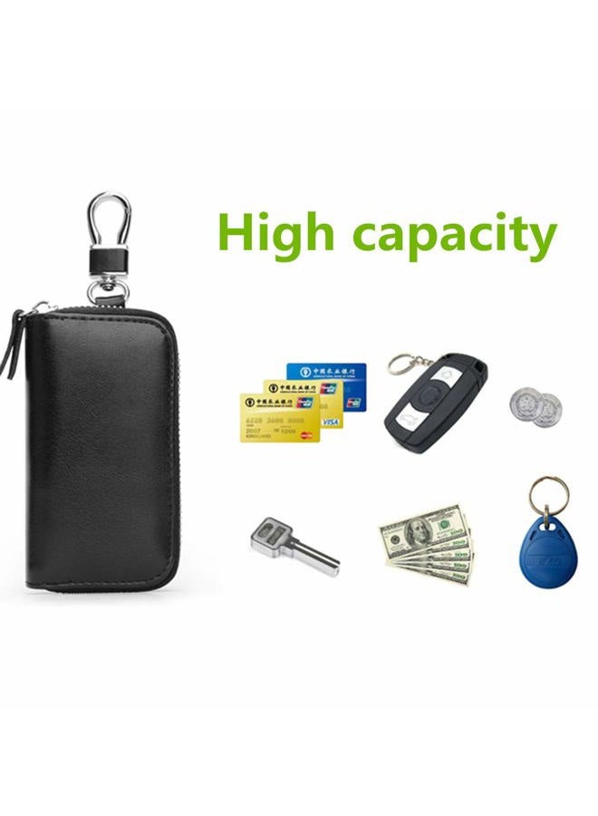 Funny live Genuine Leather Key Holder Bag with 2 Card Slot & 6 Hooks & 1 Access Card,Key Case Car Key Holder Wallet for Men Women, Pink, 1 pcs - Image 2