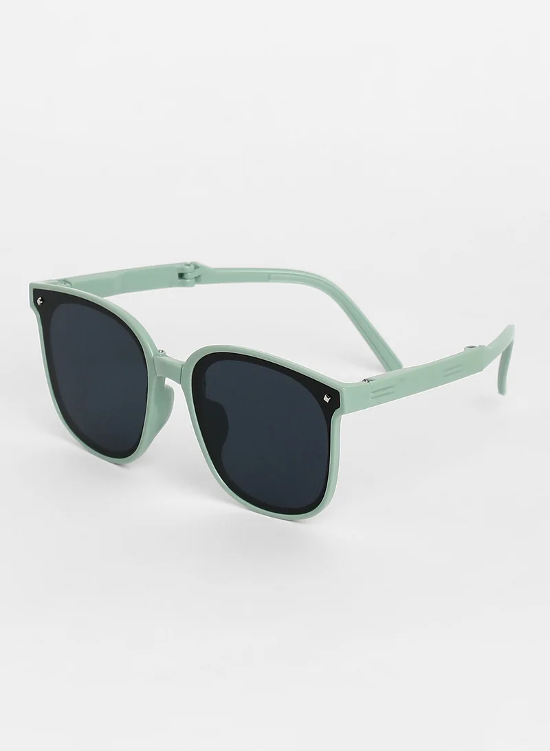 Haute Sauce Haute Sauce Unisex Foldable Wayfarer Sunglasses For Casual Wear | One-Size | Green Polycarbonate Frame | Black Polarized Lens | Full Rim | Eyewear For Woman & Girls