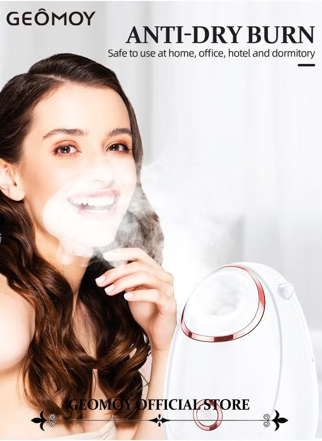 Geomoy Facial Steamer Portable Nano Spray Water Refilling Instrument for Facial Deep Cleaning and Moisturizing Lightening Acne Marks Whitening Spots Softening Keratin Blackheads - Image 2