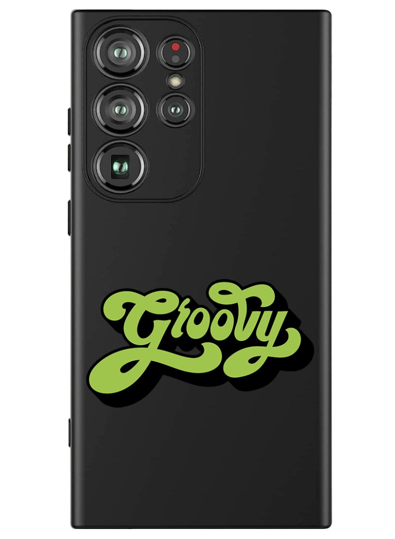 Theodor Protective Slim Fit Case Liquid Silicone Cover with Full Body Protection Anti-Scratch Shockproof Case For Samsung Galaxy S24 Ultra (Black) - Groovy-01 - Image 1