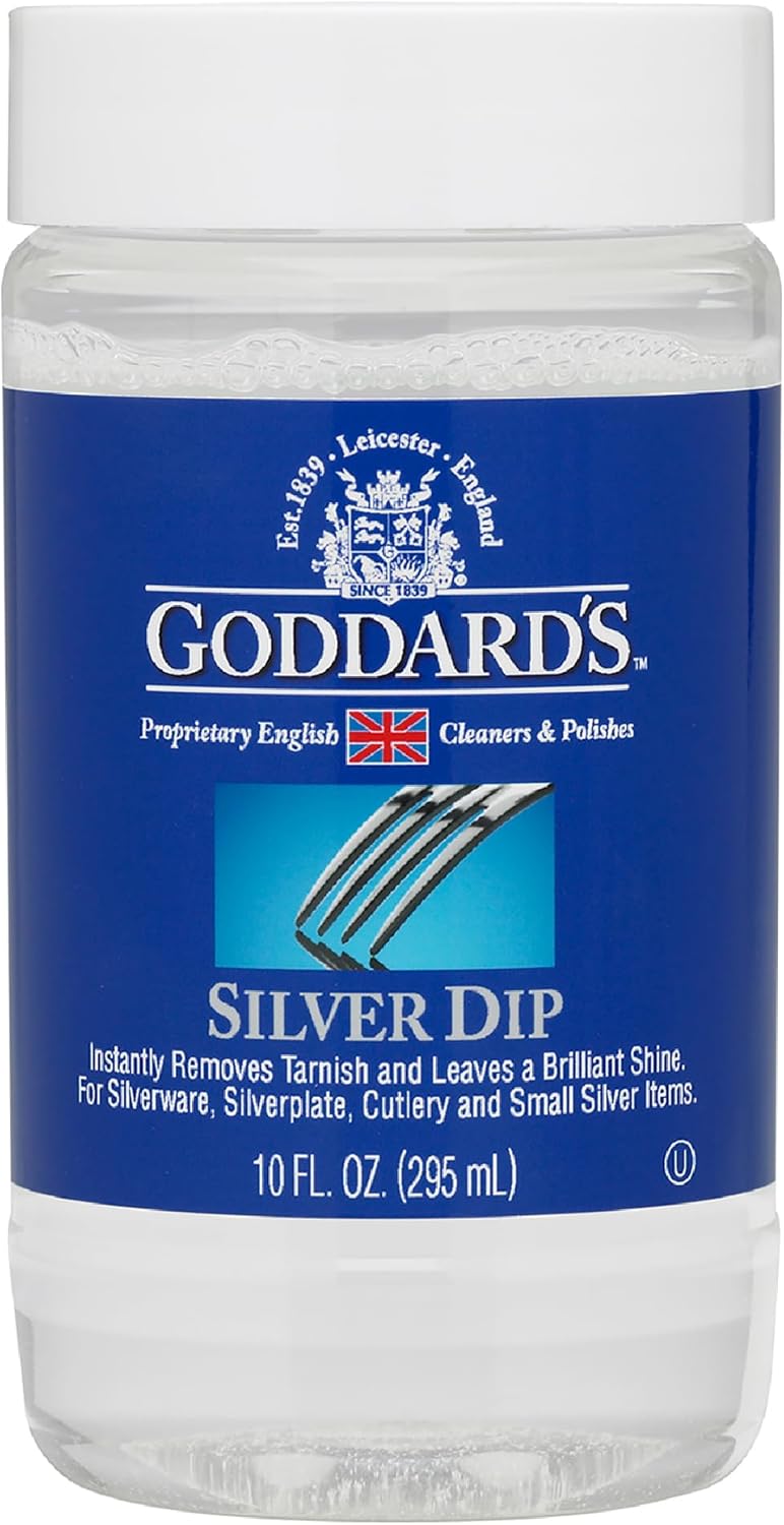 GODDARD'S Silver Cleaner Dip – Silver Jewelry Cleaner Solution for Filigree Metalwork & Small Items – Professional Use Tarnish Remover – Silverware Cleaning Supplies (10 oz) - Image 1