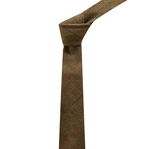 King & Priory Luxury Dijon Herringbone Check Necktie, Tweed - Image 2