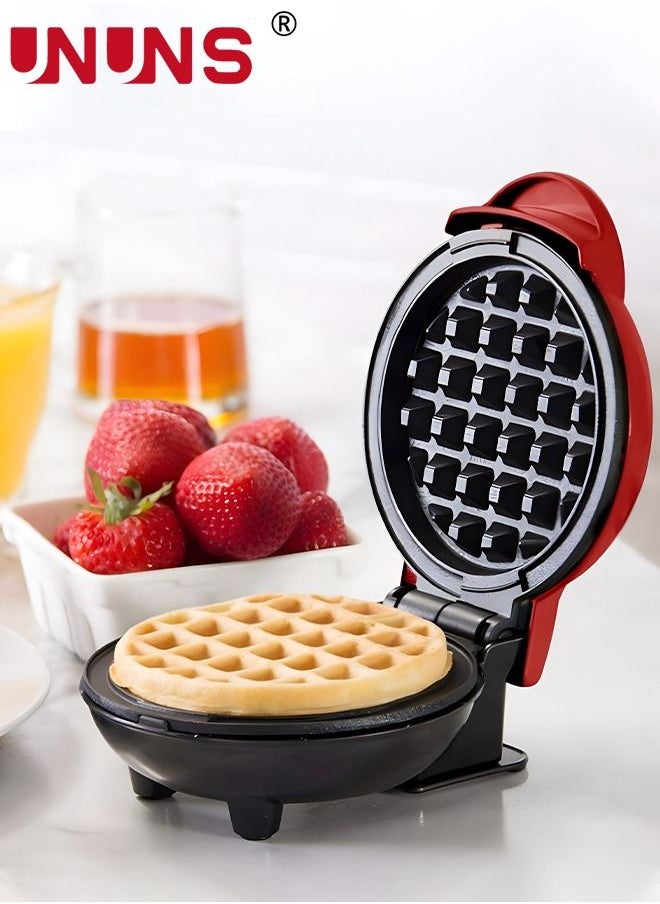 UNUNS - Waffle Maker Machine,Mini Electric Waffle Maker,Cooking Waffle Iron For Hash Browns,French Toast,Grilled Cheese,Quesadilla,Brownies,Cookies,Red - Image 1