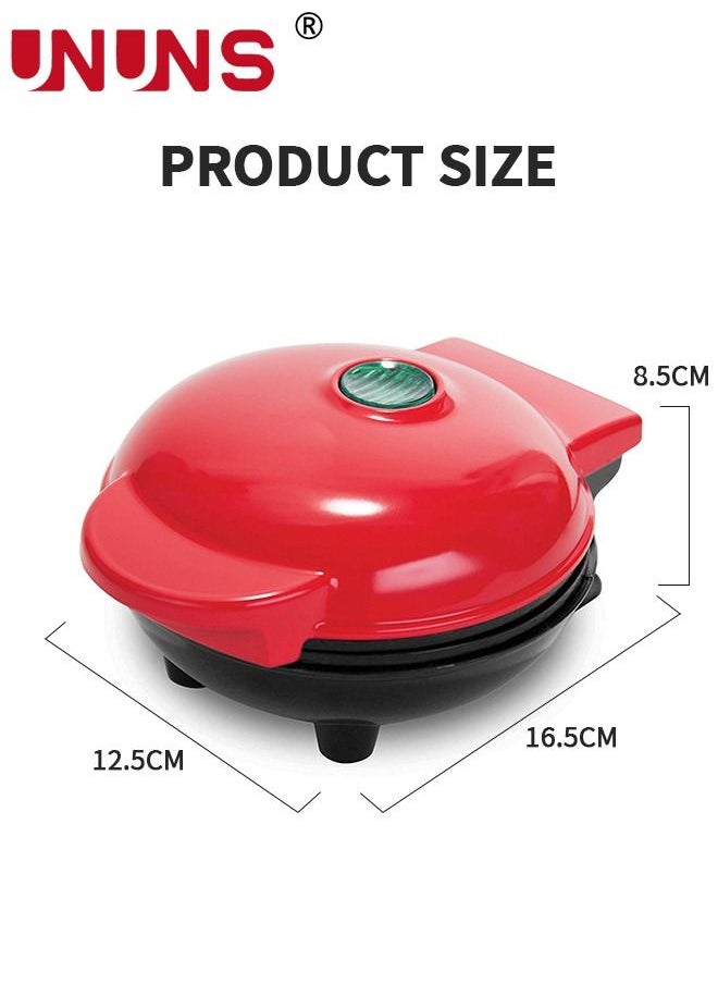 UNUNS - Waffle Maker Machine,Mini Electric Waffle Maker,Cooking Waffle Iron For Hash Browns,French Toast,Grilled Cheese,Quesadilla,Brownies,Cookies,Red - Image 1