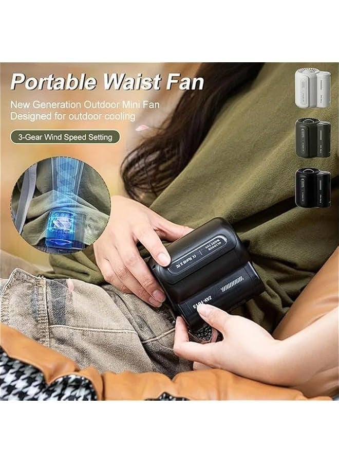 Waist Fan Under Shirt Portable Cool Clip Fan, Mini Belt Fan Clip on Waist Fan 3-speed Adjustable, 4500mAh Battery Extra-long Standby USB Rechargeable for Camping Outdoor (green, 1pcs) - Image 2