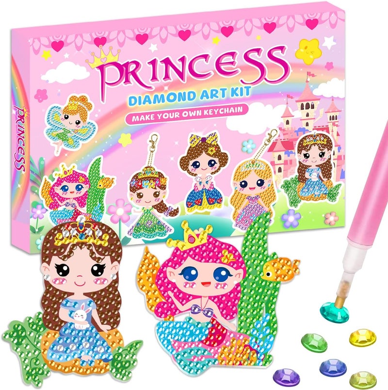 Labeol Arts and Crafts for Kids Ages 8-12 - Creat Your Own GEM Keychains - 5D Diamond Painting by Numbers Gem Art Kits for Kids Girls Toddler Crafts Age 3-5 4-6 6-8 10-12 (Princess) - Image 1