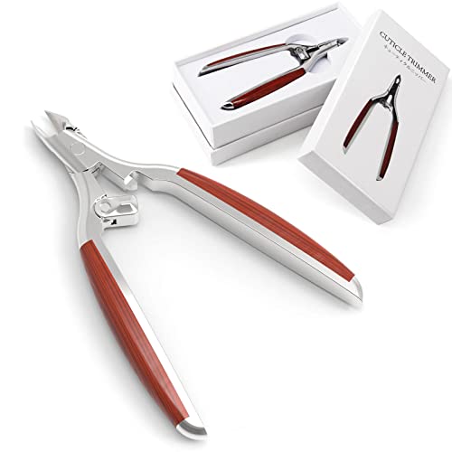 Moosec Cuticle Nippers Professional Cuticle Trimmer, Luxurious Wooden Hnadle Hang Nails Cuticle Cutter Remover Tools Alicate Para Uñas for Pedicure Manicure - Image 1