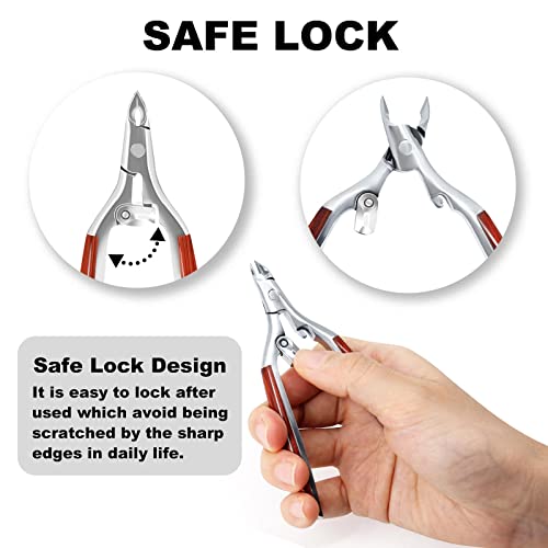 Moosec Cuticle Nippers Professional Cuticle Trimmer, Luxurious Wooden Hnadle Hang Nails Cuticle Cutter Remover Tools Alicate Para Uñas for Pedicure Manicure - Image 4
