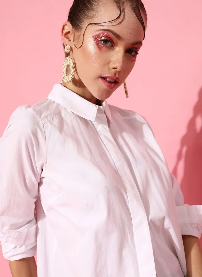 STREET 9 Classic White Solid Shirt for Women