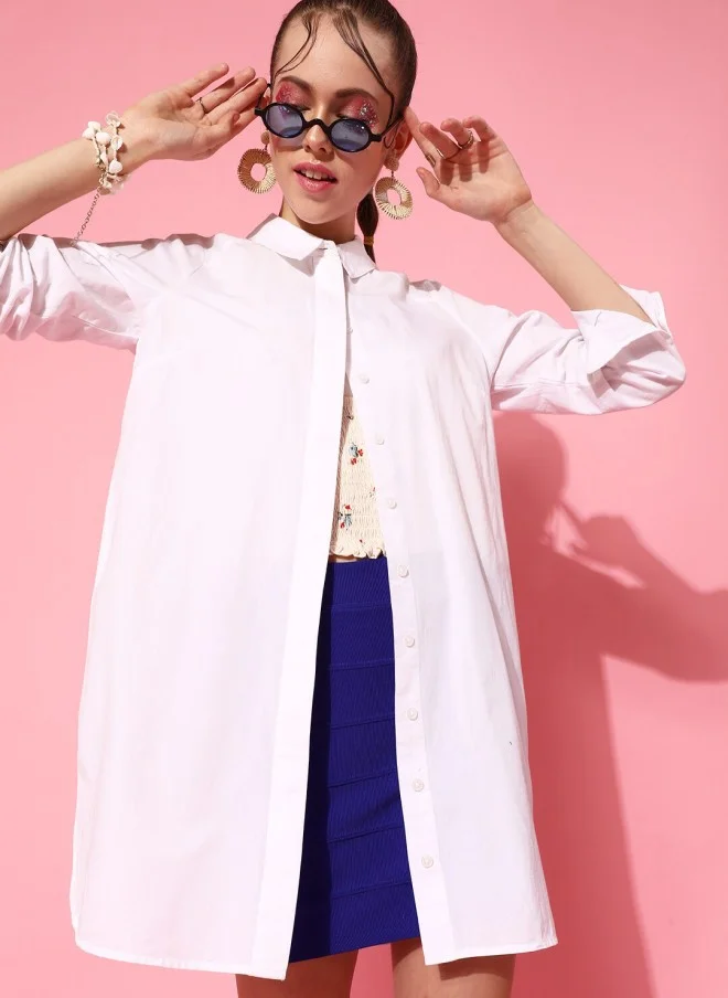 STREET 9 Classic White Solid Shirt for Women