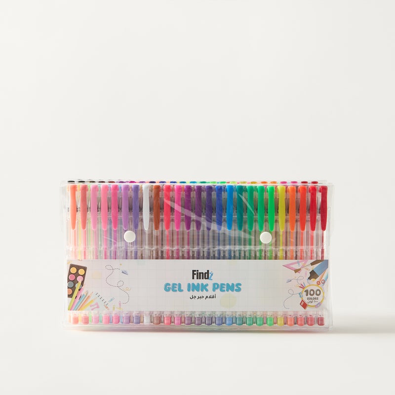 Findz Pens & Pencils - Individual - 100 Pcs Gel Ink Pens - (Plastic) Multicolour \ 28X15.7X5.5 - Image 1