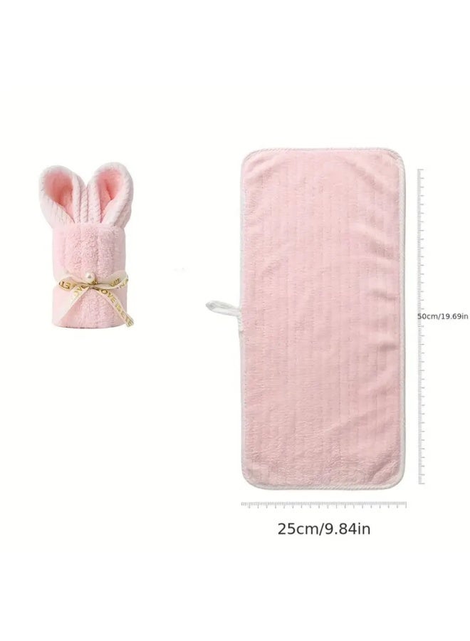 Little Rabbit Coral Fleece Towel Set for Children - Soft, Adorable Hand Towel in Red, Blue, Pink (8x20 Inches) - Image 3