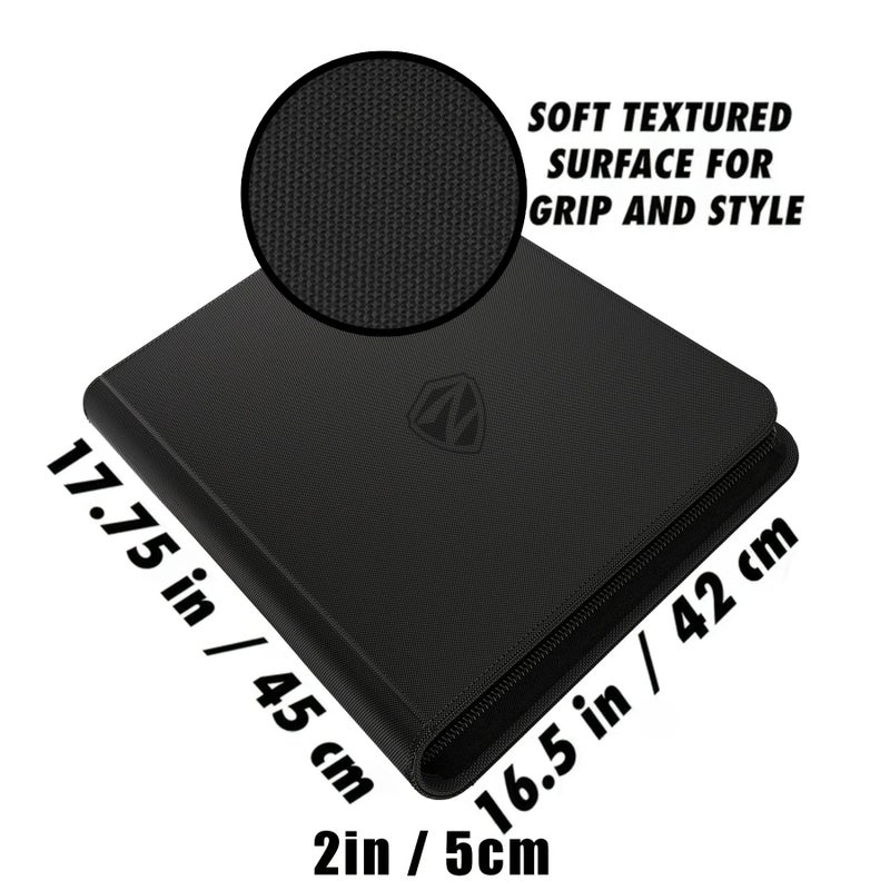 A Luxurious Trading Card Collection Album With 20 Pockets Capable Of Holding 1280 Trading Cards Featuring A High Quality PU Card Album Side Loading Design For Trading Cards A Secure Zipper Closure And Suitable For Collectible Cards Black - Image 2