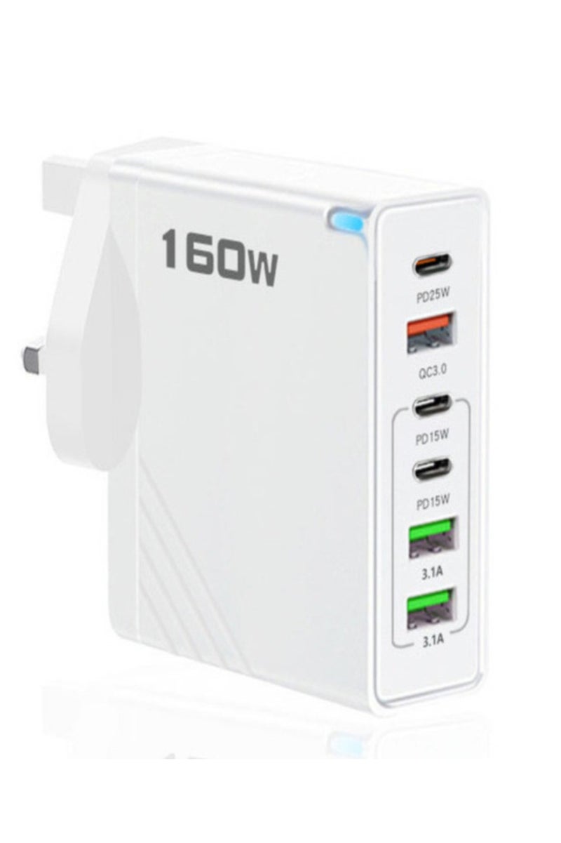 New 160W 6-Port Multi-Function Super Fast Charging Adapter Mobile Phone Charger Universal Travel Power Adapter and Computer Charger - Image 1