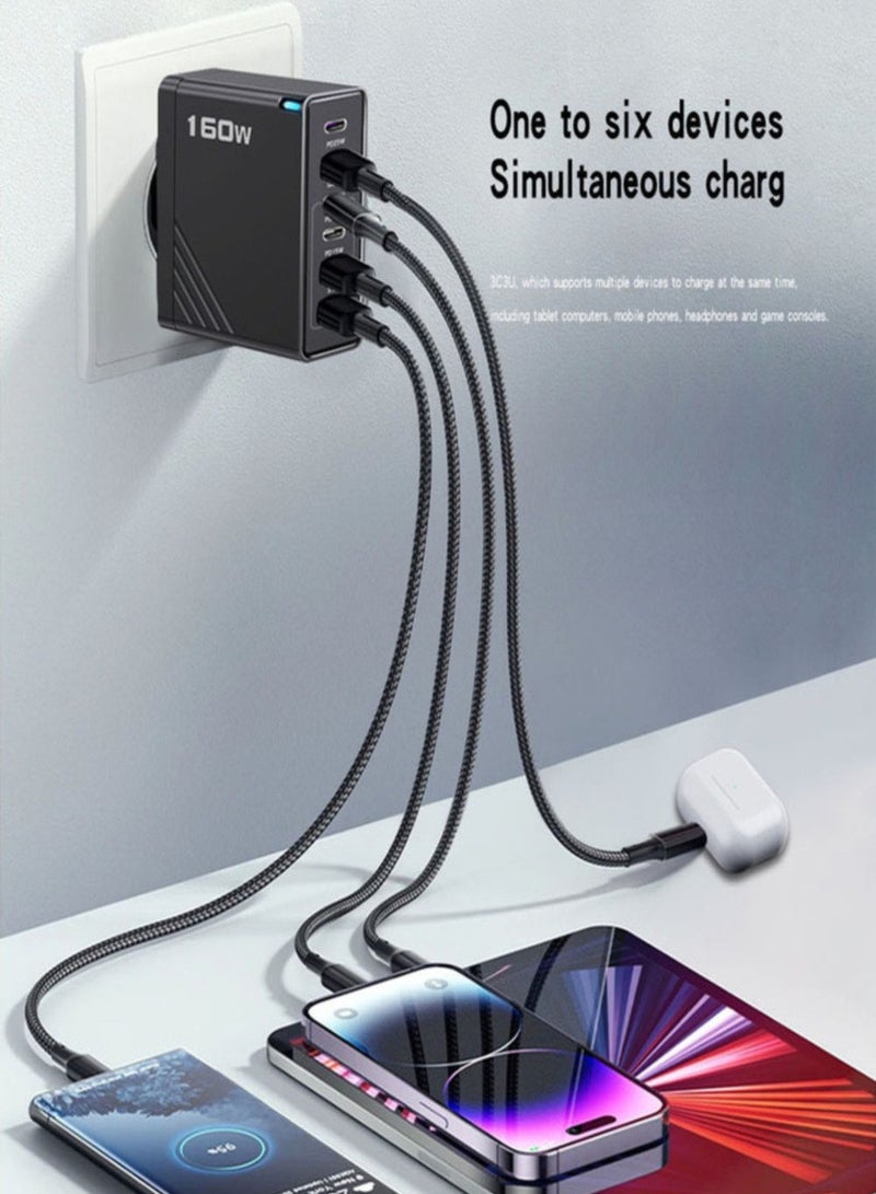 New 160W 6-Port Multi-Function Super Fast Charging Adapter Mobile Phone Charger Universal Travel Power Adapter and Computer Charger - Image 4