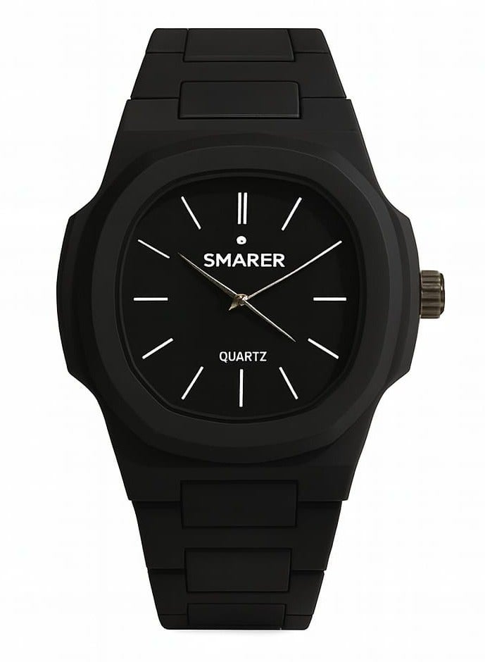 SMAKER Men’s Quartz Wrist Watch – Black, Classic Stainless Steel Strap, Water Resistant - Image 1