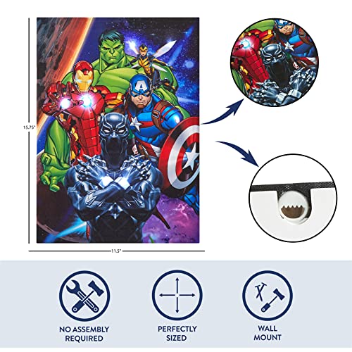 Idea Nuova Marvel Avengers LED Canvas Wall Art, Kids Room Décor, Light Up Superhero Wall Hanging, 11.5"x15.75" - Image 3