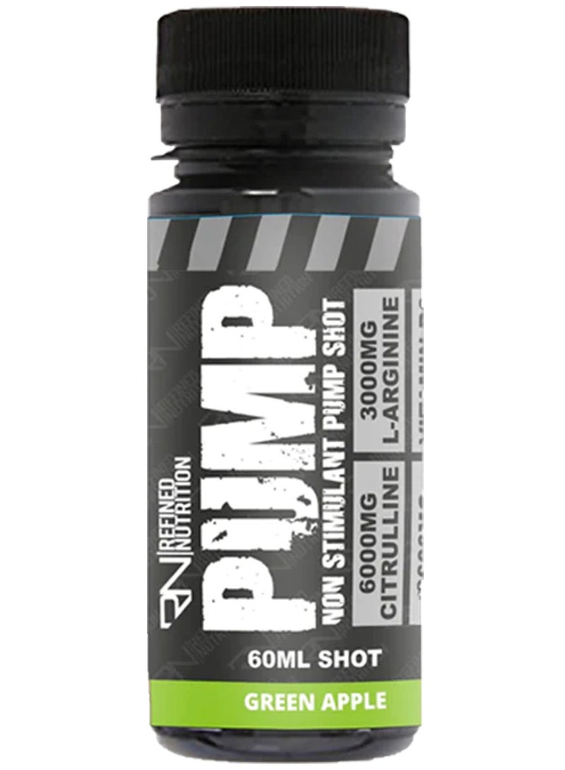 Refined Nutrition Refined Nutrition Pump Non Stim, Pre Workout, Improve Energy and Mental Focus, Green Apple Flavor, 1 Shot 