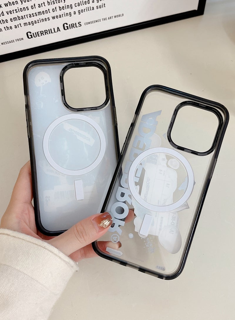 Apple iPhone 15 Pro Max Case,Co-Branding with ADEA ERROR Sticker Magnetic Adsorption Phone Case - Clear Blue