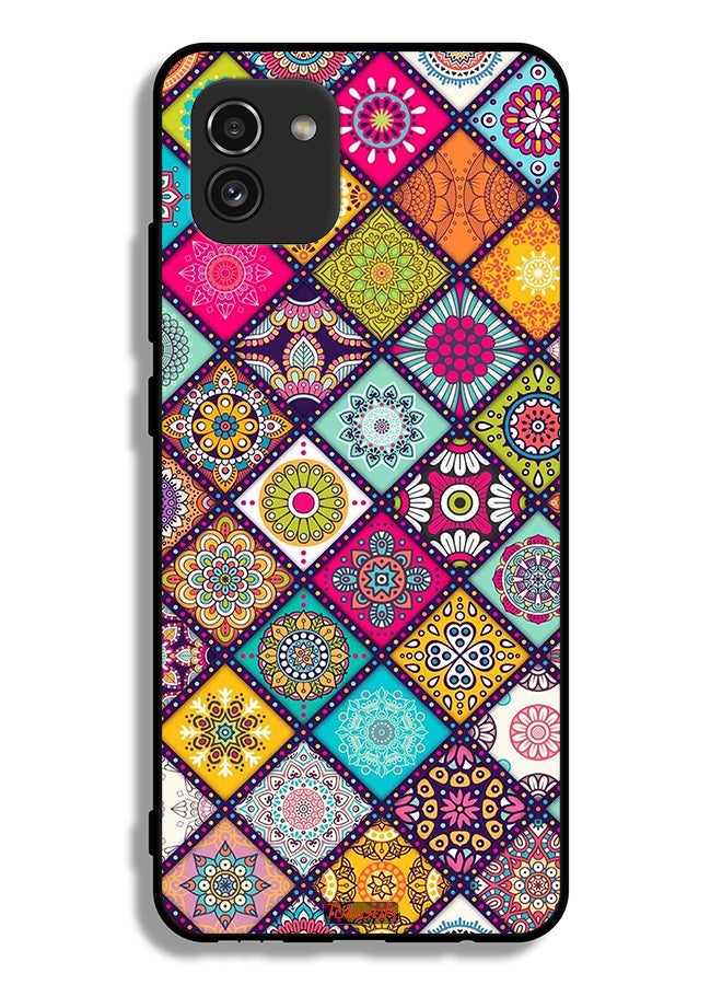 Tolwak Samsung Galaxy A03 Protective Case Cover Mandala Squares Pattern - Image 1