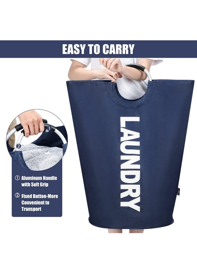 DOKEHOM 125L X-Large Collapsible Washing Laundry Basket Bag (7 Colors) for Bedroom, Fabric (Dark Blue, XL) - Image 4